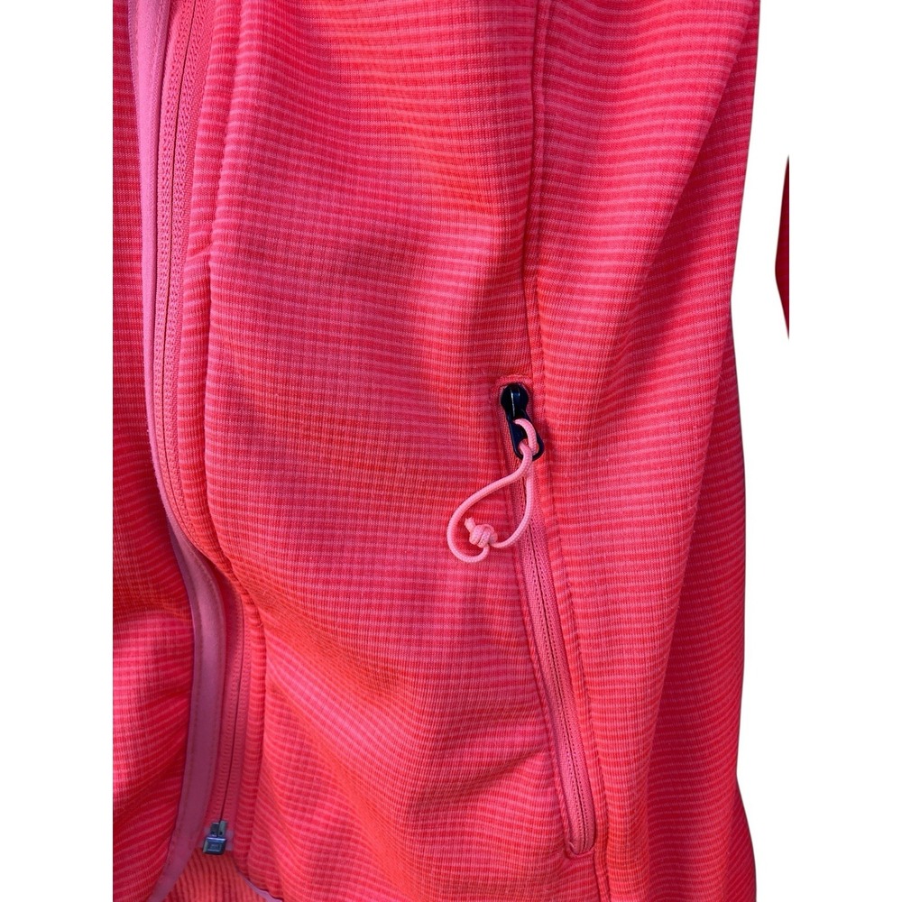North Face Technical Grid Fleece Asymmetrical Zip Hoodie Jacket Bright Coral S - Picture 9 of 9